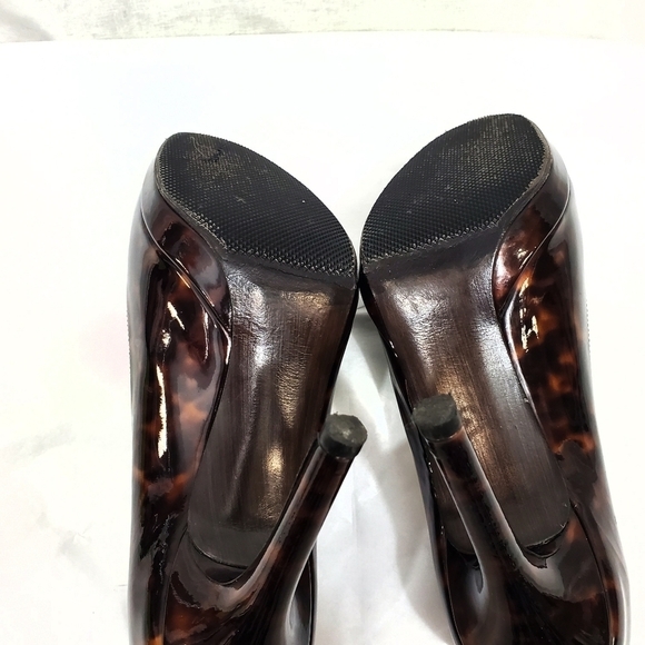 Stuart Weitzman Platsway Brown Patent Leather Marbled Platform Heels - Picture 8 of 8